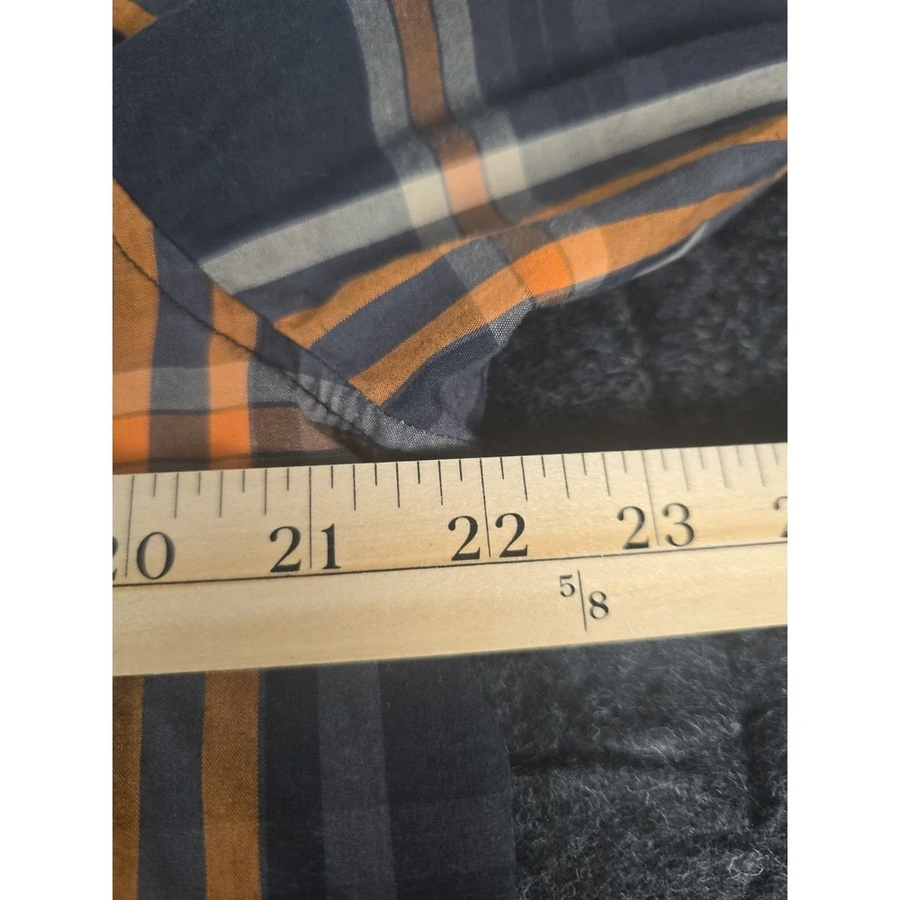 The North Face Pearl Snap Short Sleeve Button Up Black Gray Orange Plaid Shirt M